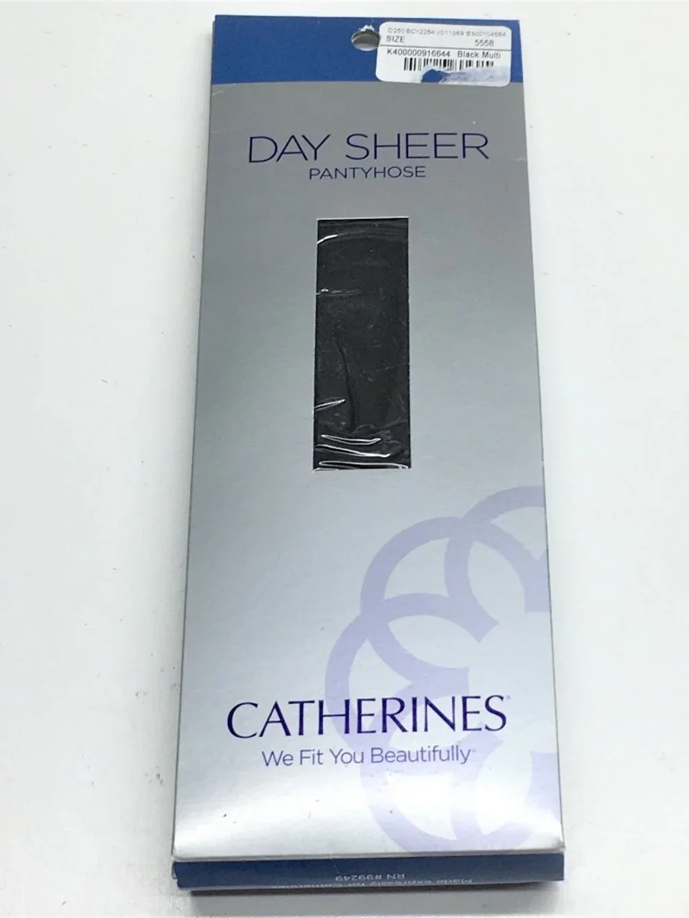 Catherines Pantyhose Day Sheer Hosiery Ribbed Panty Black Multi Plus Size E